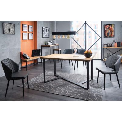 Scaun piele ecologica Apollo albastru - H 85 cm