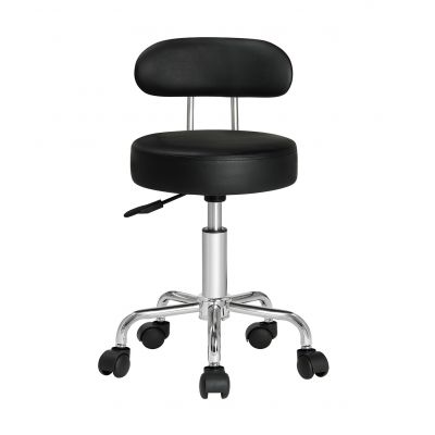 Scaun de cosmetica hidraulic si rotativ cu spatar, Inaltime reglabila 63-73 cm, Negru