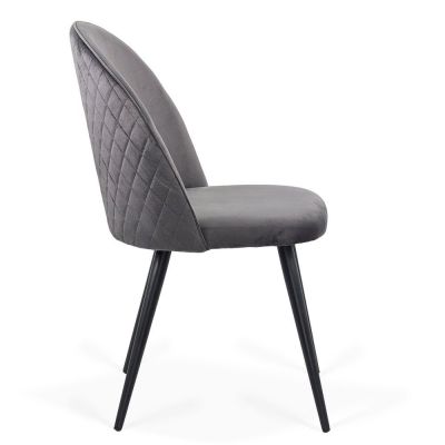 scaun living din catifea cu picioare negre BUC 207 gri scaun living din catifea cu picioare negre BUC 207 gri
