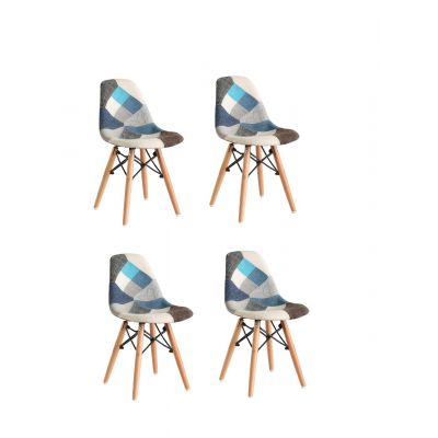 Set 4 scaune Truly patch sky, Heinner, 58x57x83 cm,plastic/lemn, alb