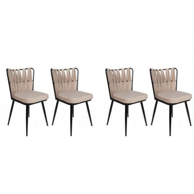 Set scaune (4 bucăți) Kuşaklı V4 Chair Set (4 Pieces), Crem, 43x82x43 cm