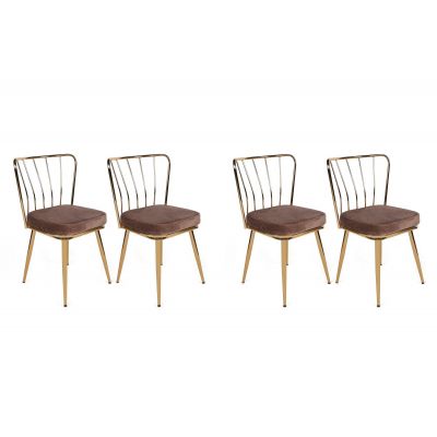 Set scaune (4 bucăți) Yıldız V4 Chair Set (4 Pieces), Albastru inchis, 42x82x43 cm