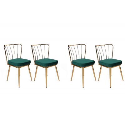 Set scaune (4 bucăți) Yıldız V4 Chair Set (4 Pieces), Albastru inchis, 42x82x43 cm