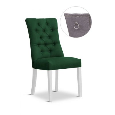 Scaun tapitat cu stofa si picioare din lemn, Lord II Velvet Verde / Alb, l51xA62xH100 cm