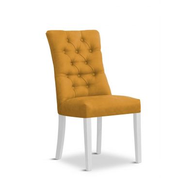 Scaun tapitat cu stofa si picioare din lemn, Lord Velvet Mustariu / Alb, l51xA62xH100 cm
