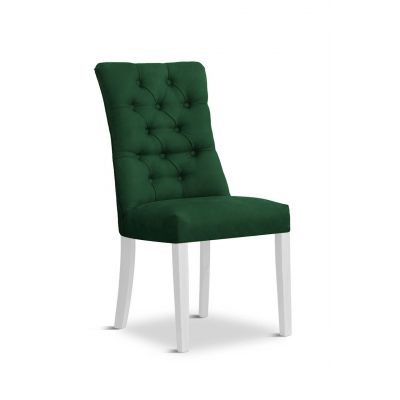 Scaun tapitat cu stofa si picioare din lemn, Lord Velvet Verde / Alb, l51xA62xH100 cm