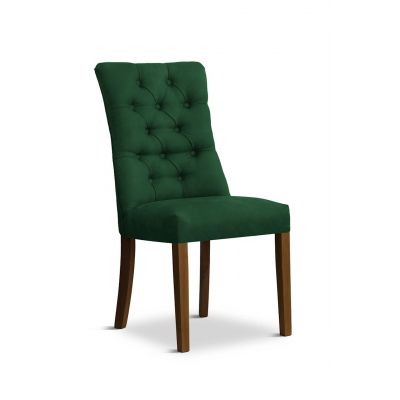 Scaun tapitat cu stofa si picioare din lemn, Lord Velvet Verde / Nuc, l51xA62xH100 cm