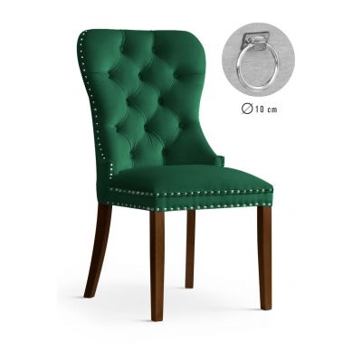 Scaun tapitat cu stofa si picioare din lemn, Madame II Velvet Verde / Nuc, l56xA62xH98 cm