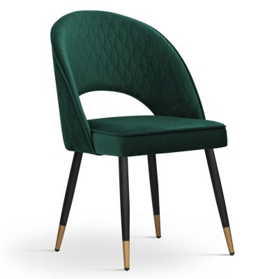 Scaun tapitat cu stofa si picioare metalice, Ponte Velvet Verde / Negru / Auriu, l54xA63xH89 cm