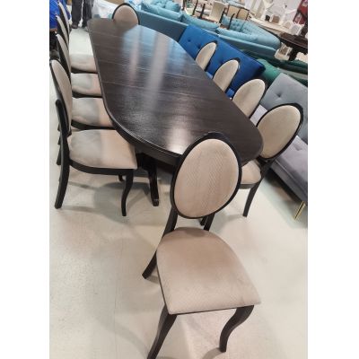 SET  LID 19 MASA EXTENSIBILA WENGHE 160/200/240/280 CM + 10 SCAUNE TAPITATE