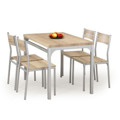 Set masa din MDF si metal + 4 scaune Melchor Sonoma Oak, L110xl70xH75 cm