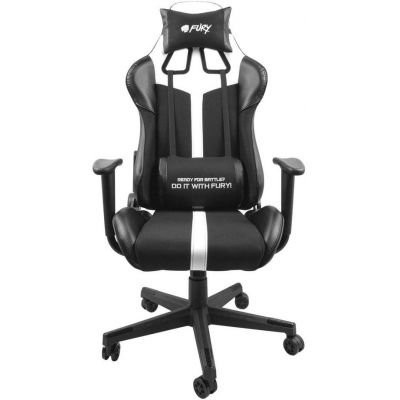 Scaun gaming Fury Avenger XL, reglabil (Negru/Alb)