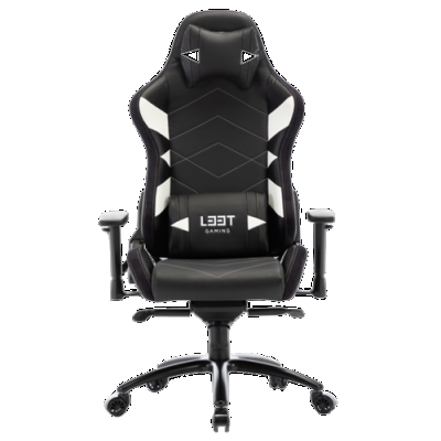 Scaun Gaming L33T GAMING ELITE V4, Spuma rece, Cadru Metalic (Negru/Alb)