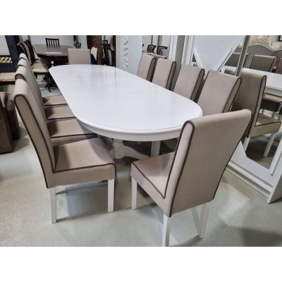 SET GLAM 12, MASA EXTENSIBILA 160x280 cm+ 10 SCAUNE PERSONALIZABIL PE CULORI