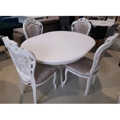 SET LID 45 MASA 106 cm restransa 141 cm extinsa latime 106+ 4 SCAUNE LEMN