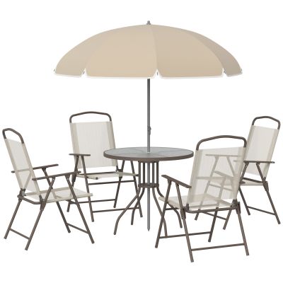 Set Mobilier de Gradina Outsunny cu Tuburi Otel 6 bucati, crem | Aosom Romania