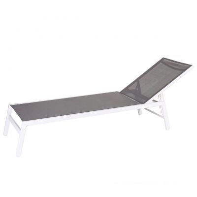 Sezlong Thais, 199 x 61 x 30 cm, aluminiu/textil, gri/alb