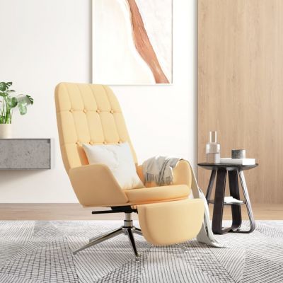 vidaXL Scaun de relaxare cu suport picioare, crem, microfibră