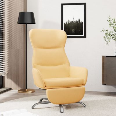 vidaXL Scaun de relaxare cu suport picioare, crem, microfibră