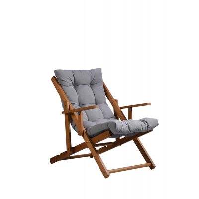 Scaun pliabil pentru gradina / terasa, din lemn, Repose Natural / Gri, l70xA90xH95 cm