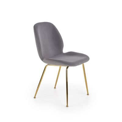 Scaun tapitat cu stofa si picioare metalice Kai-381 Velvet Gri / Auriu, l48xA58xH88 cm