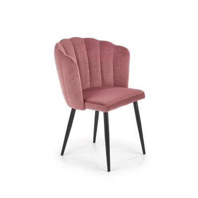 Scaun tapitat cu stofa si picioare metalice, Kai-386 Velvet Roz / Negru, l60xA58xH84 cm