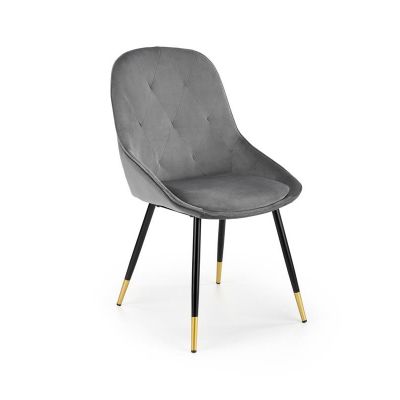 Scaun tapitat cu stofa si picioare metalice, Kai-437 Velvet Gri / Negru / Auriu, l49xA55xH88 cm