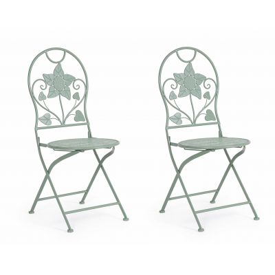 Set 2 scaune pliabile de gradina / terasa din metal, Harriet Verde Mint, l40xA40xH94 cm
