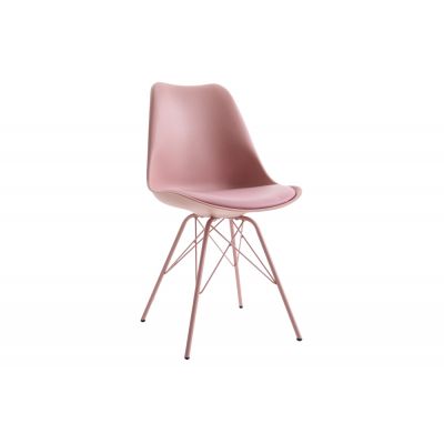 Set 4 scaune din Plastic Roz cu picioare din Metal Roz H85xL49xA54cm Scandinavia