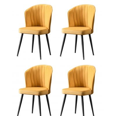 Set 4 scaune tapitate cu stofa si picioare metalice, Rubi Galben / Negru, l52xA42xH85 cm