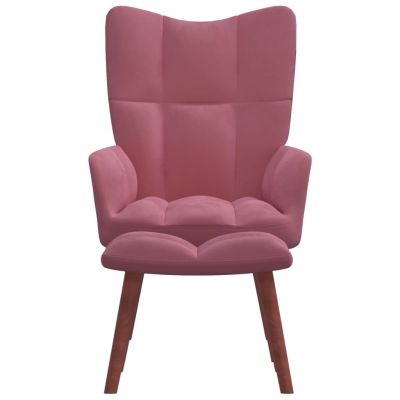 vidaXL Scaun de relaxare cu taburet, roz, catifea