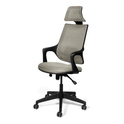 Scaun birou ergonomic gri deschis Kronsit Verona, tapiterie textila, rotativ, reglabil pe inaltime, 59 x 51 x 130 cm