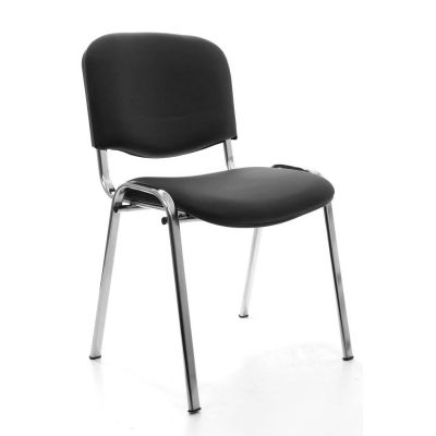 Scaun birou vizitator Taurus Antares, tapiterie piele ecologica, fix, cadru metalic cromat, 53 x 53 x 84 cm