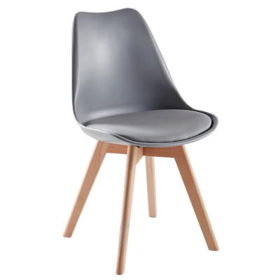 Scaun bucatarie tapitat gri Depozitul de scaune Celia, piele ecologica, cadru lemn, max. 110 kg, 48.5 x 50 x 82.5 cm