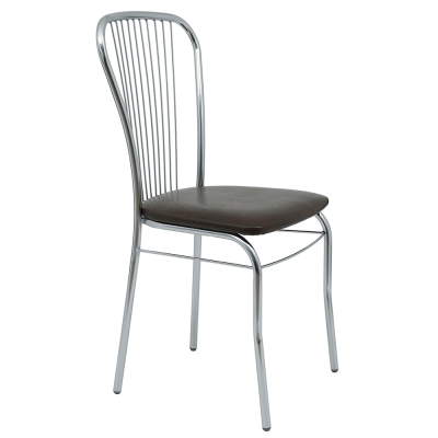 Scaun bucatarie tapitat maro IP15611 Depozitul de scaune Arco, tapiterie piele ecologica, cadru metal argintiu, max. 110 kg, 46 x 48 x 93 cm ieftin