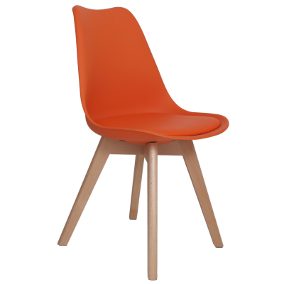 Scaun bucatarie tapitat portocaliu Depozitul de scaune Celia, piele ecologica, cadru lemn, max. 110 kg, 48.5 x 50 x 82.5 cm