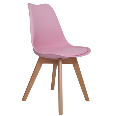 Scaun bucatarie tapitat roz Depozitul de scaune Celia, piele ecologica, cadru lemn, max. 110 kg, 48.5 x 50 x 82.5 cm