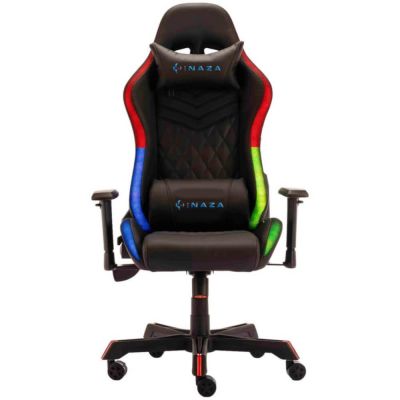 Scaun gaming Inaza Rainbow, iluminare RGB, Negru