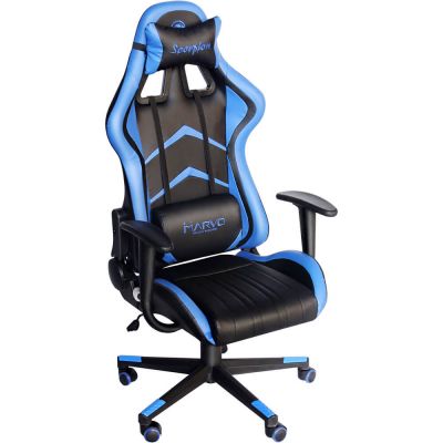 Scaun gaming Marvo CH-106, din Piele sintetica, Ergonomic, Reglabil, Negru/Albastru