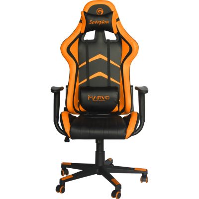 Scaun gaming Marvo CH-106, din Piele sintetica, Ergonomic, Reglabil, Negru/Portocaliu