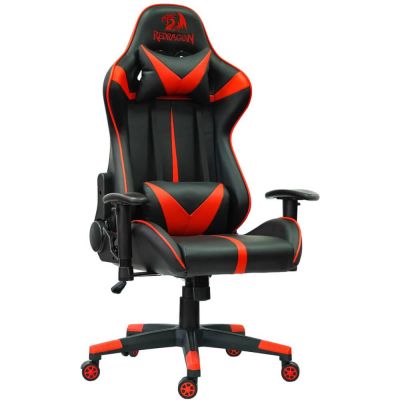 Scaun gaming Redragon Rampage, Piele sintetica, Inaltime ajustabila, Negru/Rosu