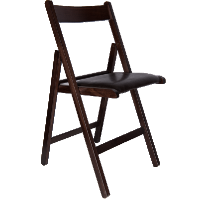 Scaun pliabil lemn Basic, wenge, sezut piele ecologica, maro, 79 x 42 cm