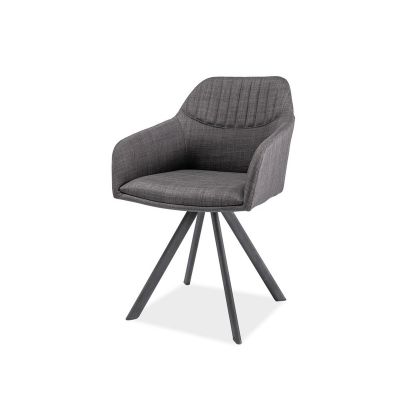 Scaun rotativ tapitat cu stofa si picioare metalice, Millanis II Gri, l55xA58xH85 cm