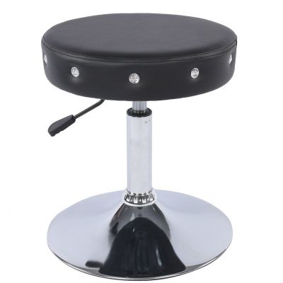 Scaun Taburet Safir Crystal din Piele Ecologica, Reglabil pe Inaltime Negru