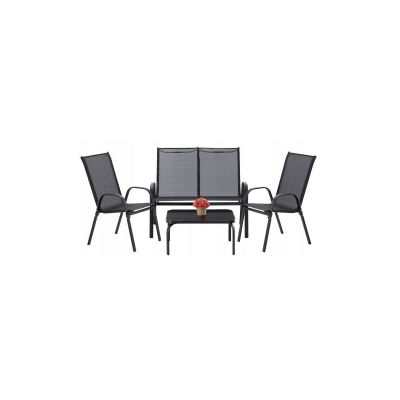 Set mobilier de gradina, 1 canapea, 2 scaune si 1 masa, Negru, 114x66.5x78.5 cm, MCTGarden-1293