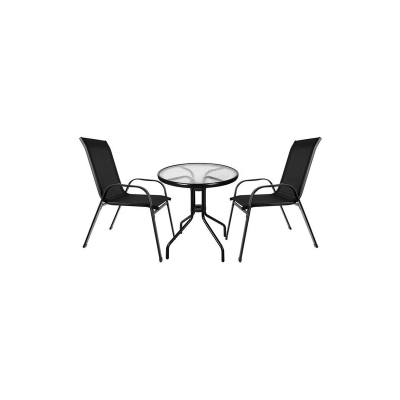 Set mobilier gradina/terasa/balcon, Gardlov, negru, 1 masa, 2 scaune