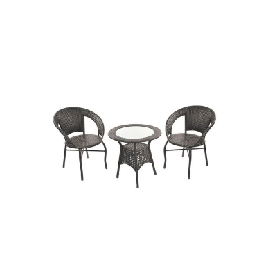 Set mobilier pentru gradina MCT 3635 compus din 1 masa sticla, 2 scaune, Maro