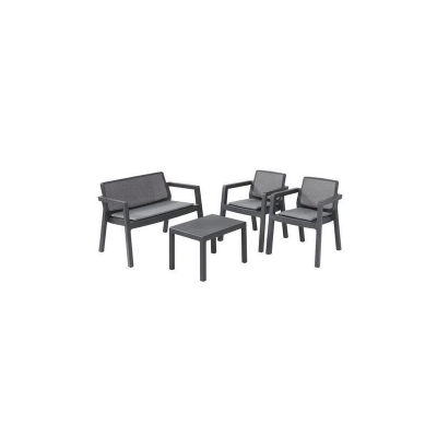 Set mobilier pentru gradina MCT Garden 2262, compus din 1 masa, 1 banca, 2 scaune, Grafit