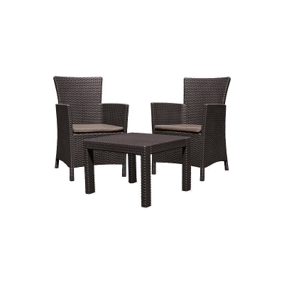 Set mobilier pentru gradina MCT Garden 25321, compus din 1 masa, 2 fotolii, ratan, Maro