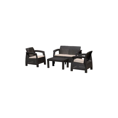 Set mobilier pentru gradina MCT Garden 25321, compus din 1 masa, 2 scaune,1 scaun dublu, Maro
